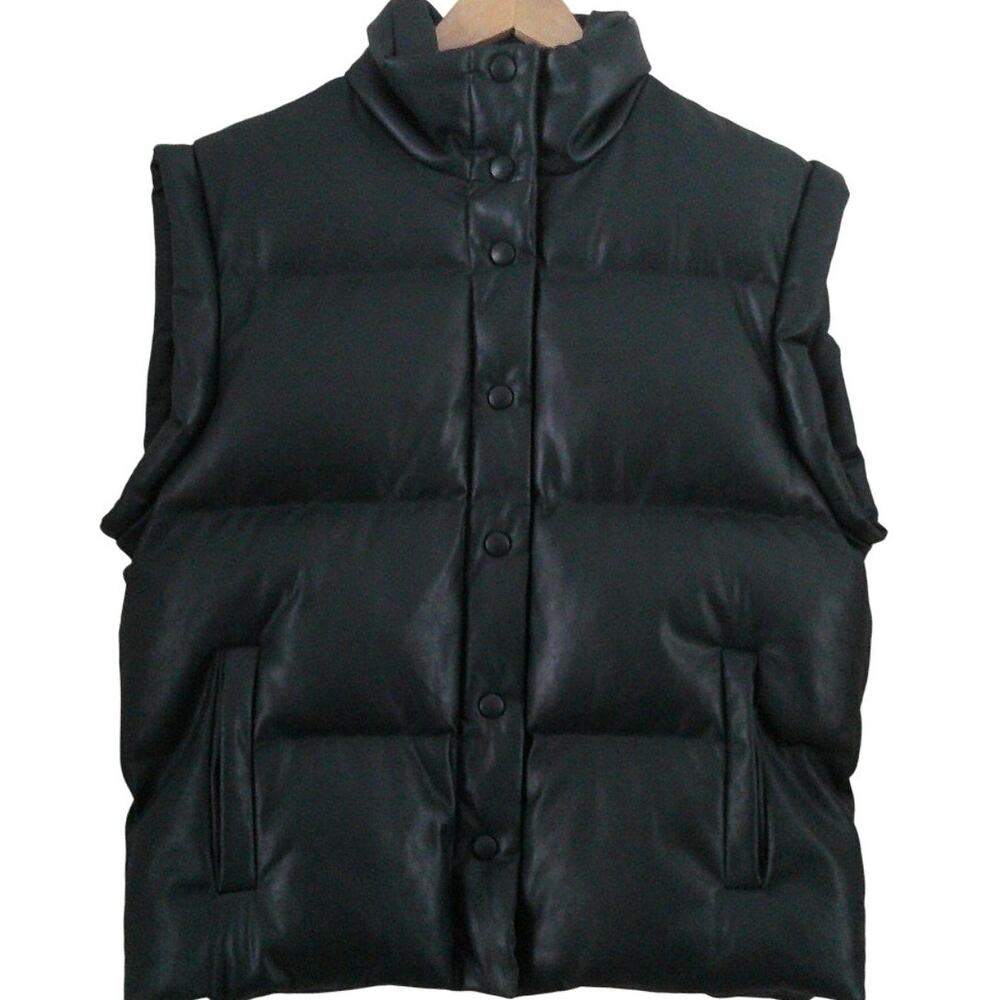 Blank NYC Faux Leather Puffer Vest-Evergreen Color-Size Medium Women's-NWOT